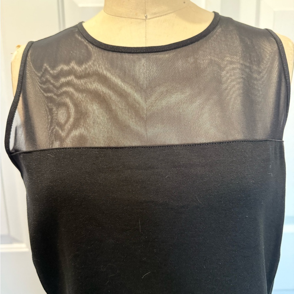 Lauren Black Sleeveless Mesh Yoke Tank Top Size L - Picture 3 of 7